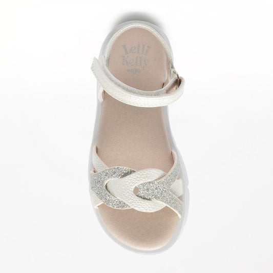 Lelli Kelly White,Silver Girl Sandals. Ester LKCA 5544