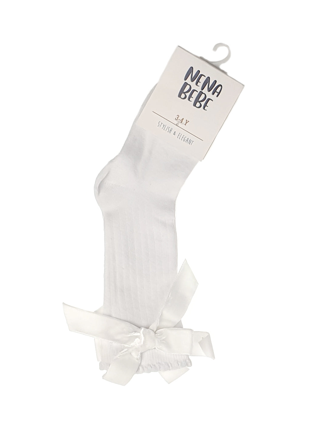 NENA BEBE Ribbed Knee-High Socks for Girls White