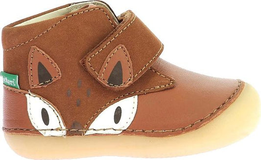 Kickers Sabio 961546 Kids' Brown Leather Ankle Boots with Fox Design