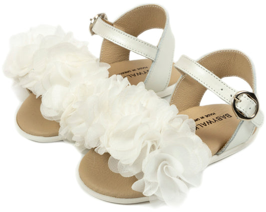Elegant Ivory Floral Baby Walker Shoes for Girls, Perfect First Steps