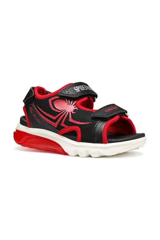 Geox Ciberdron Kids' Black Light-Up Sandals with Breathable Velcro Closure