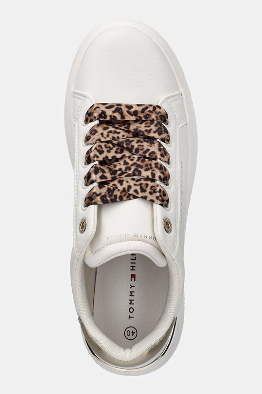 Tommy Hilfiger Girl's Low Cut Lace-Up Platform Sneakers Off White Platinum T3A9-34255