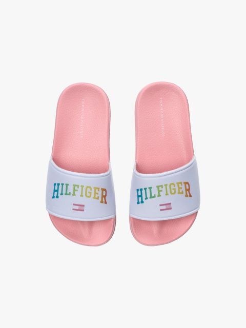 Kids' Comfortable Tommy Hilfiger Logo Print Pool Slides for Summer Fun