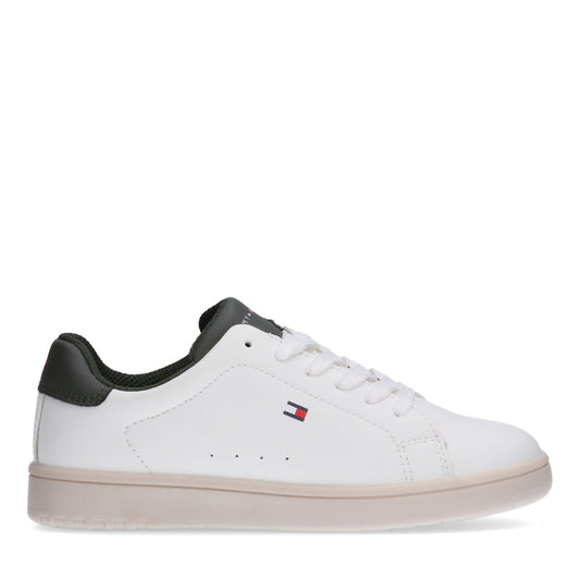 Tommy Hilfiger White Green Eco Leather Sneakers T3X9-34073-1355