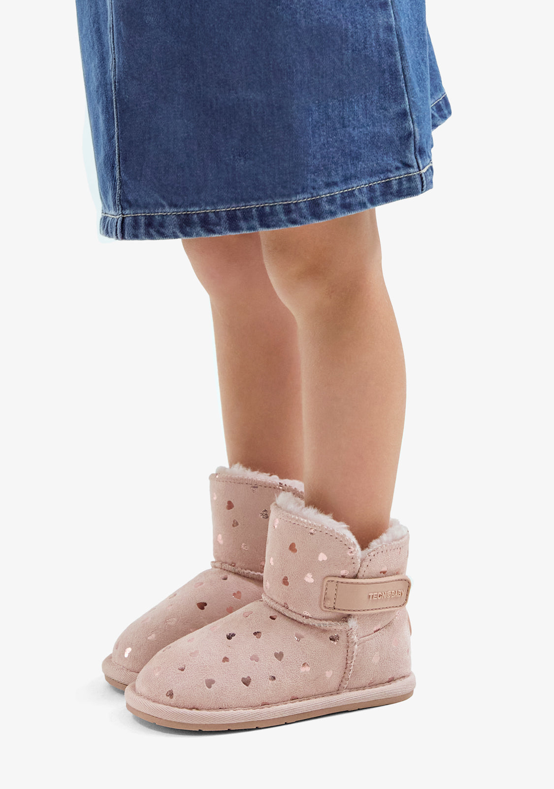 TECNOBABY Girls' Barefoot Australian Boots Pink Hearts