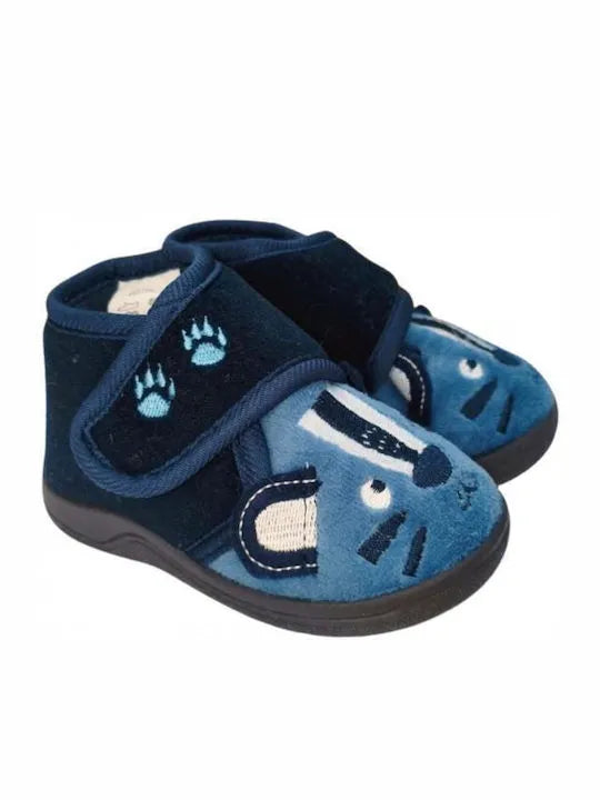 Cats Baby Slippers for Boys 19-27 B0011950 Blue