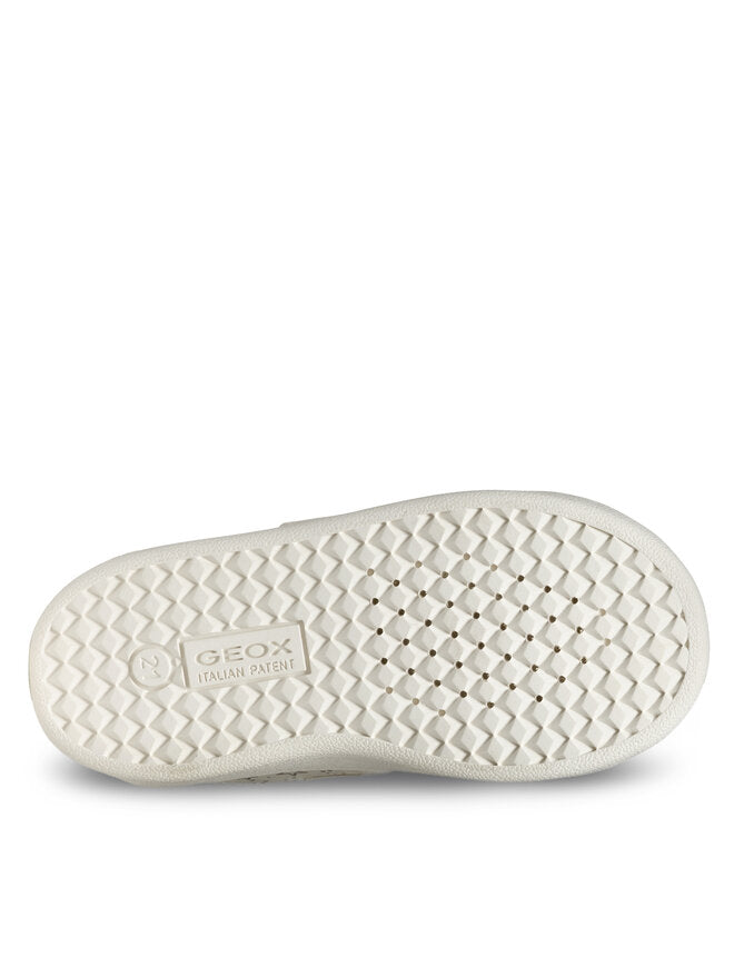 Geox Eclyper Girl B455MA Kids' Ivory Gold Star Sneakers with Velcro