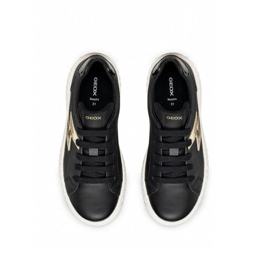 GEOX Mikiroshi Girls' Black & Gold Glitter Comfortable Breathable Kids Sneakers