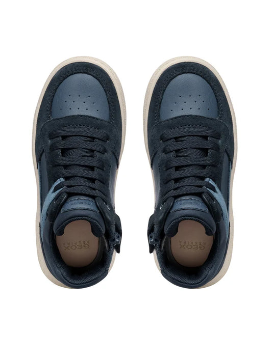 Geox boys' Navy Blue Athletic High-Top Sneakers  J46LDC