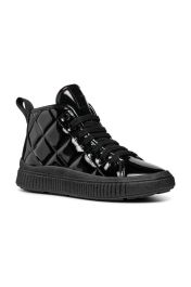 GEOX J Laquinny Girl Black Kid's Sneakers with Velcro and Elastic Laces