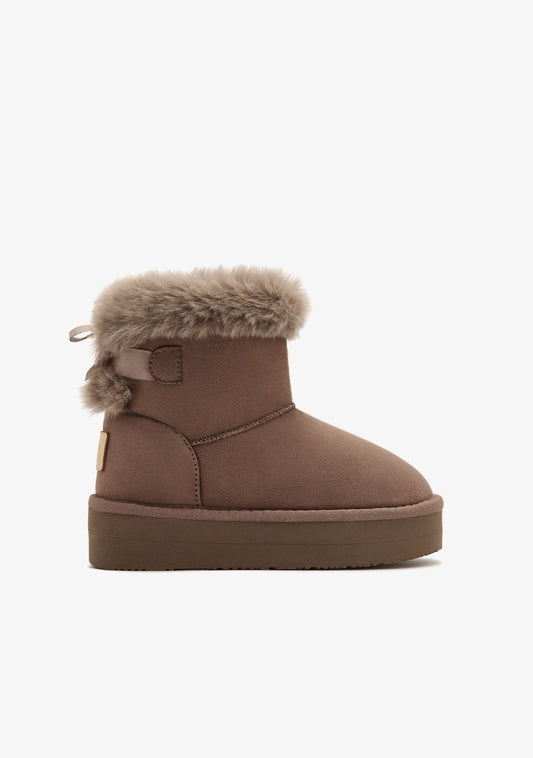 Taupe Fur Australian Waterproof Kids Boots with Synthetic Lining