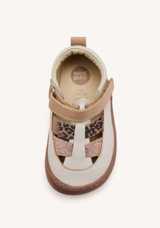 Gioseppo Barefoot Clearfield Leather Crab Sandals: Flexible, Natural Stride, Animal Print