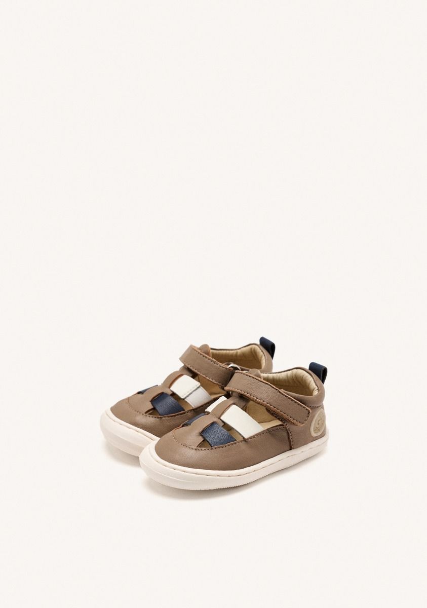 Gioseppo Barefoot Leather Crab Sandals Landaff - Taupe Animal Print for Kids
