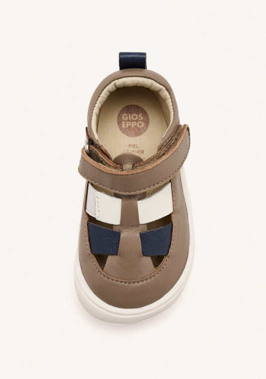 Gioseppo Barefoot Leather Crab Sandals Landaff - Taupe Animal Print for Kids