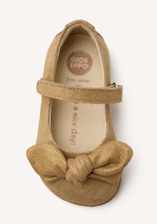 Gioseppo Kids' Barefoot Gold Suede Leather Ballet Flats - Flexible Natural Step