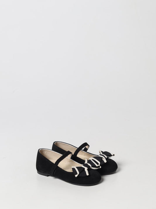 Babywalker Girls' Classic Black Ballet Flats with Elegant Bow Detail