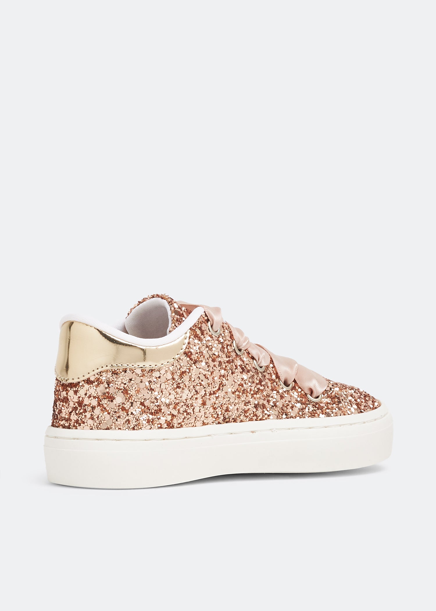 Babywalker Girls' Pink Glitter Lace-Up Sneakers with Heart Detail - Stylish & Comfy