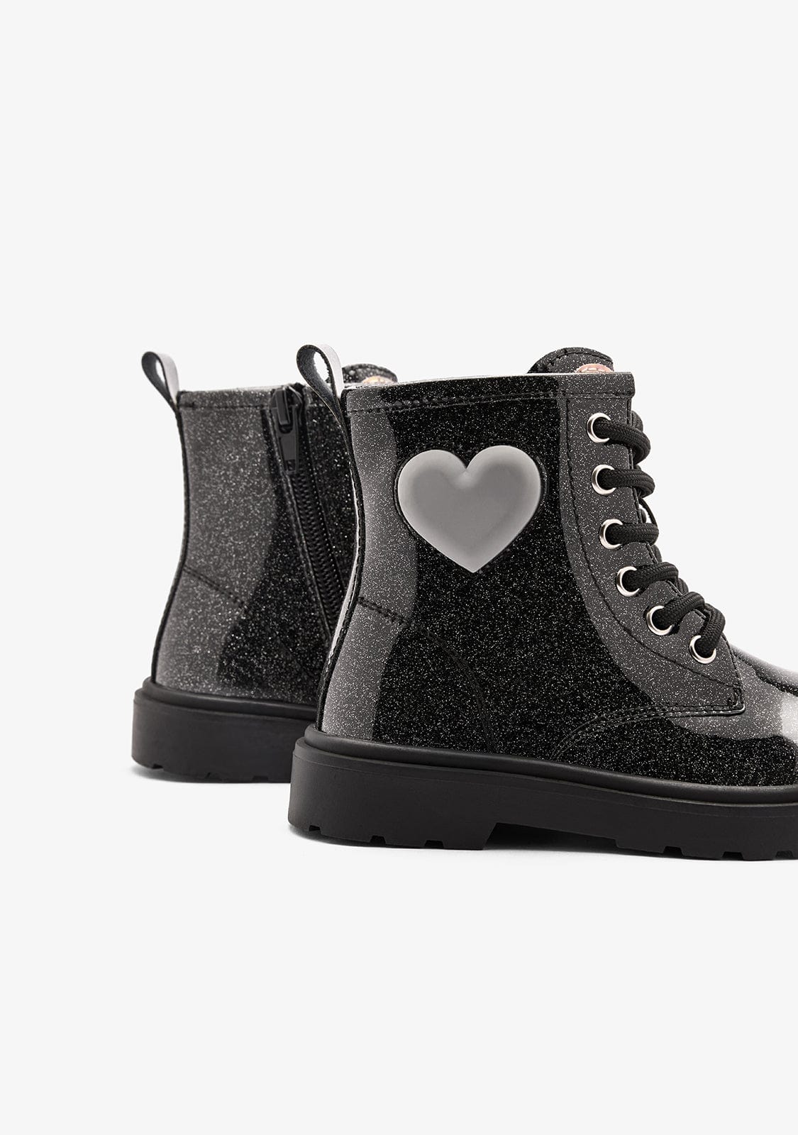 Black Trooper Kids Light-Up Boots with Zipper and Ankle Support