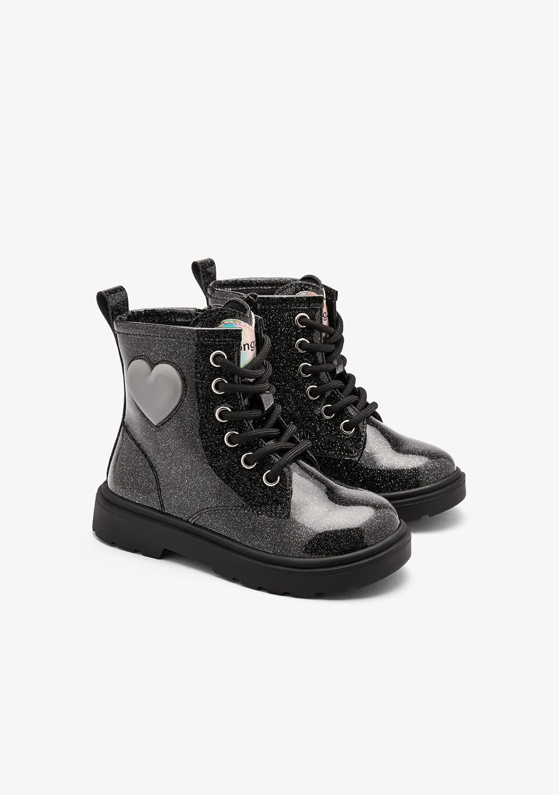 Black Trooper Kids Light-Up Boots with Zipper and Ankle Support