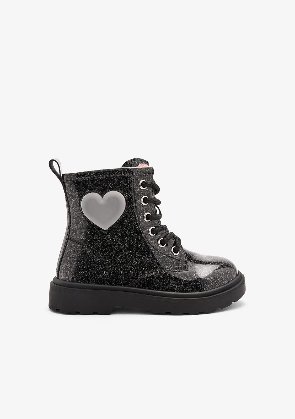 Black Trooper Kids Light-Up Boots with Zipper and Ankle Support