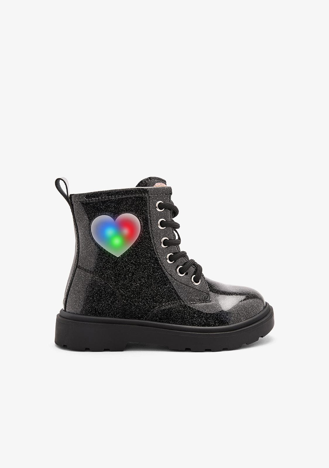 Black Trooper Kids Light-Up Boots with Zipper and Ankle Support