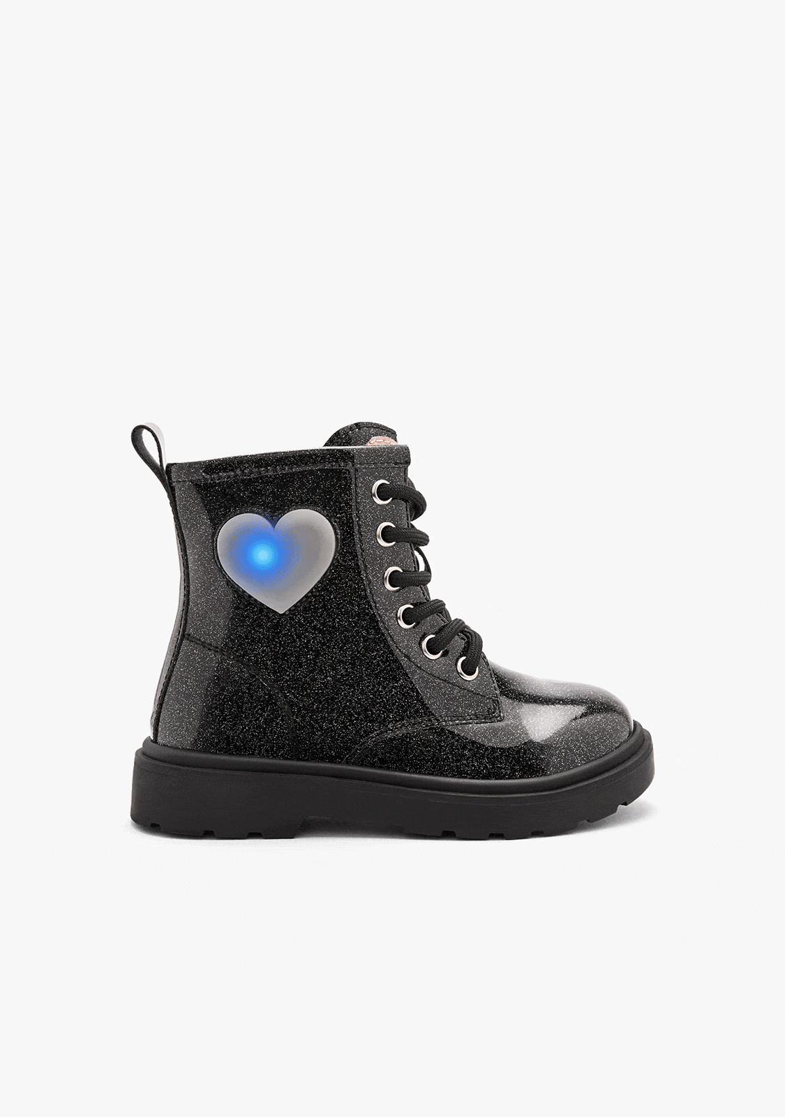 Black Trooper Kids Light-Up Boots with Zipper and Ankle Support