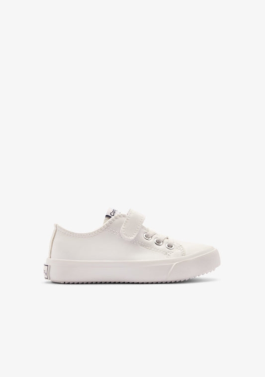 White Classic Strip Kids Sneakers – Comfortable Easy‑Fit Slip‑On
