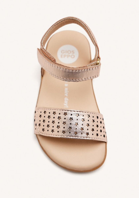 Gioseppo Hiram Barefoot Rose Gold Openwork Leather Sandals - Flexible Comfort