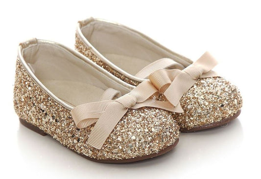 BabyWalker Glitter Ballerina Shoes for Babies – Gold & Pink