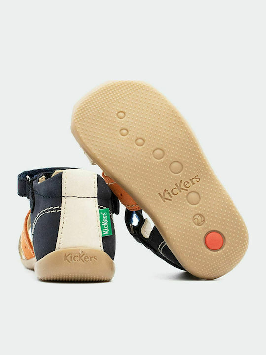 Kickers Kids Multicolour Leather First Steps Shoe Sandals with Velcro Strap