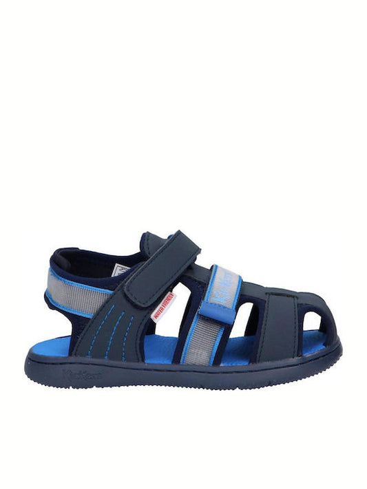Kickers Kids Light Blue ECO-Leather Velcro Sandals for Girls
