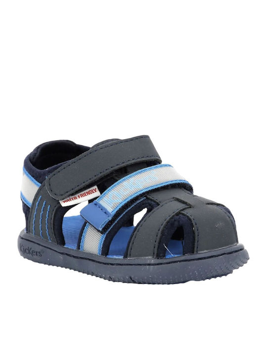 Kickers Kids Light Blue ECO-Leather Velcro Sandals for Girls
