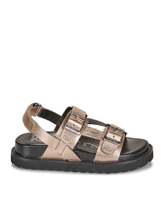 Kickers Girls' Pink Leather Buckle Sandals - Comfortable Summer Footwear