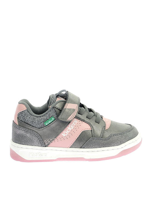 Kickers Girls' Silver Low-Top Lace-Up Kids' Sneakers - Stylish & Comfortable
