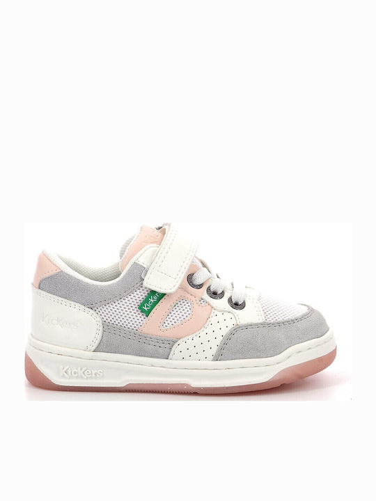 Kickers Kikouak Kids' Velcro Sneakers: Durable, Comfortable Blanc Rose Shoes