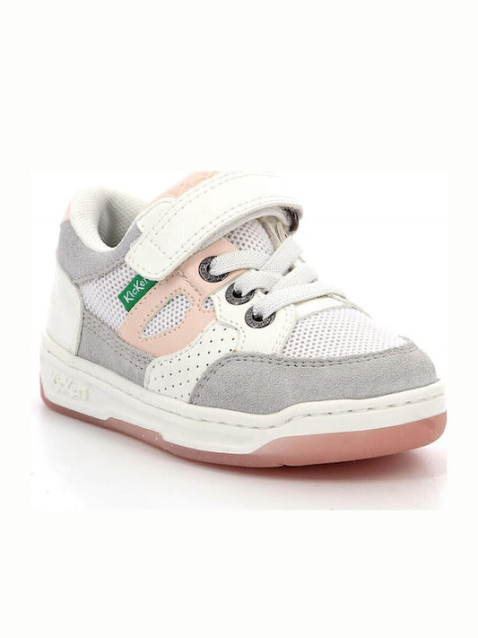 Kickers Kikouak Kids' Velcro Sneakers: Durable, Comfortable Blanc Rose Shoes
