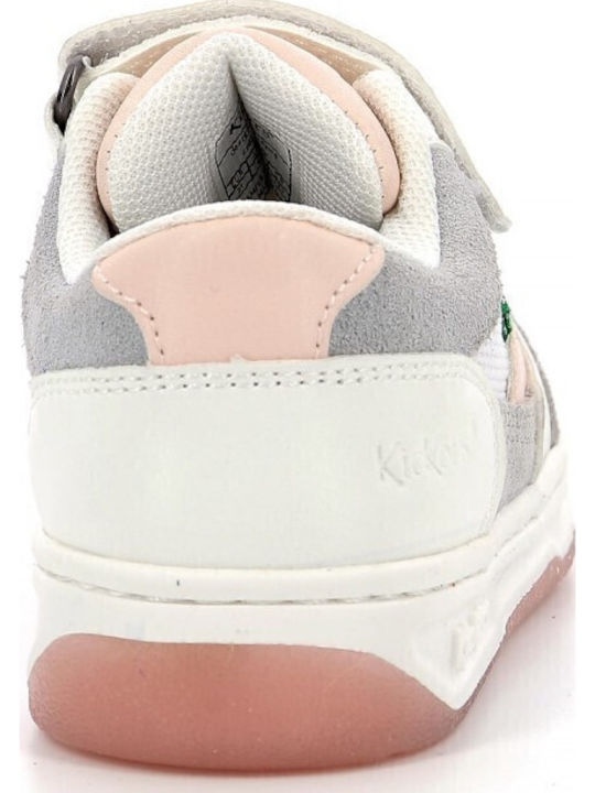 Kickers Kikouak Kids' Velcro Sneakers: Durable, Comfortable Blanc Rose Shoes
