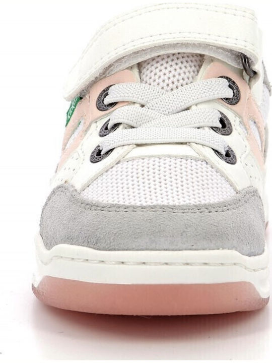 Kickers Kikouak Kids' Velcro Sneakers: Durable, Comfortable Blanc Rose Shoes