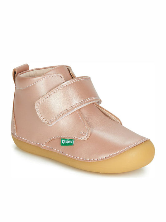 Kickers Sabio Anatomical Leather Kids' Velcro Boots Pink for Toddlers