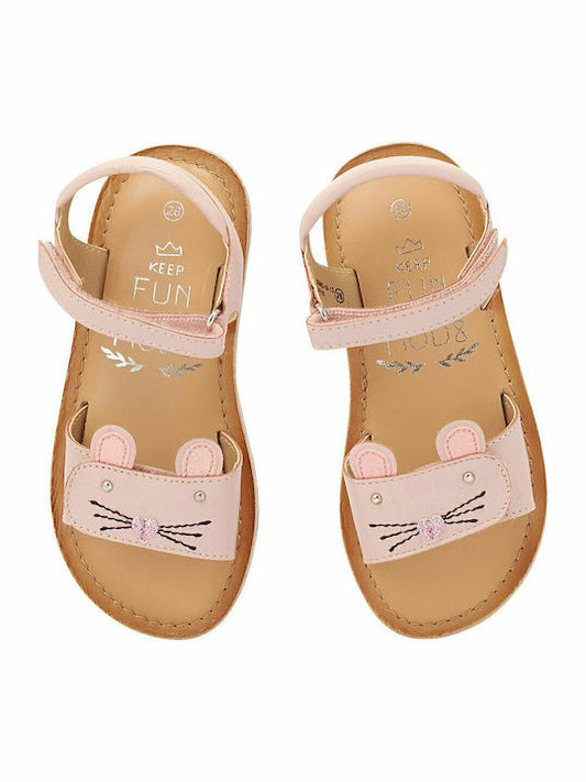 Mod8 Girls' Pink Leather Summer Sandals with Velcro Closure for Kids