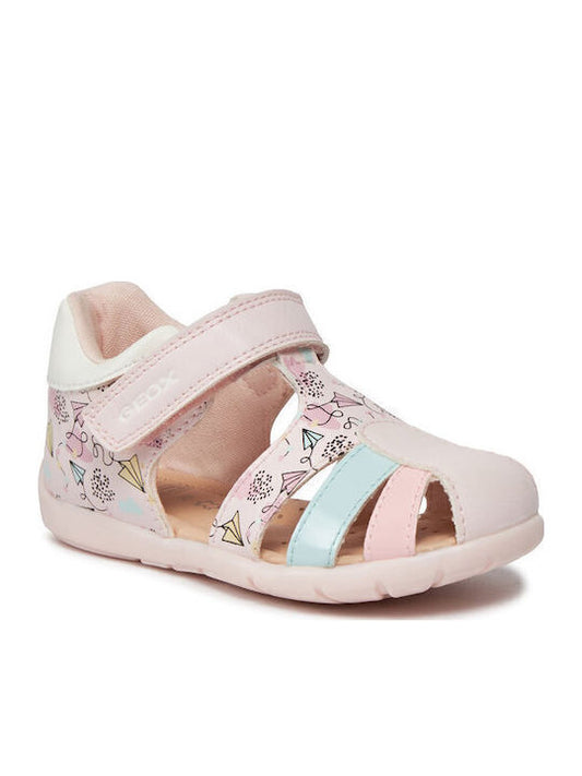 GEOX GIRL Kids first steps Sandals: Breathable, Flexible, Pink Multicolor B451QD