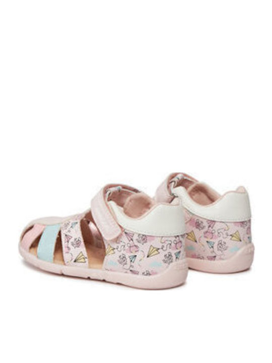 GEOX GIRL Kids first steps Sandals: Breathable, Flexible, Pink Multicolor B451QD
