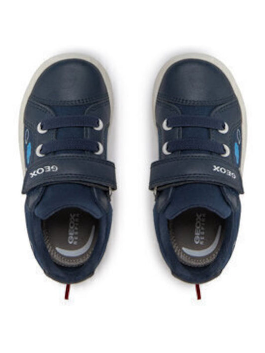 Geox B Gisli Kids Anatomic Navy Blue Sneakers with Easy Velcro Closure