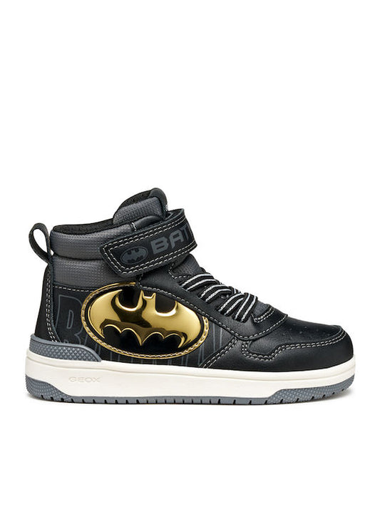 Geox Ciberdron Kids' Anatomic High-Top Black Sneakers Batman Theme J56LQG05411C0495