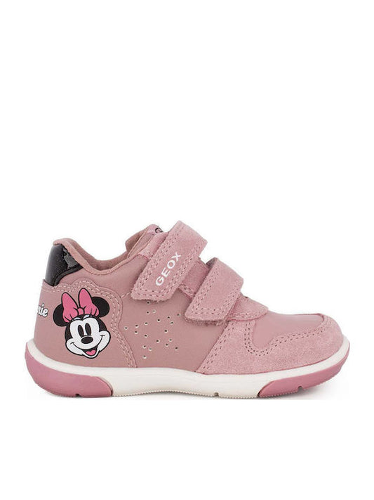 Geox B Zapito Kids High-Top Anatomic Sneakers with Velcro Closure Pink