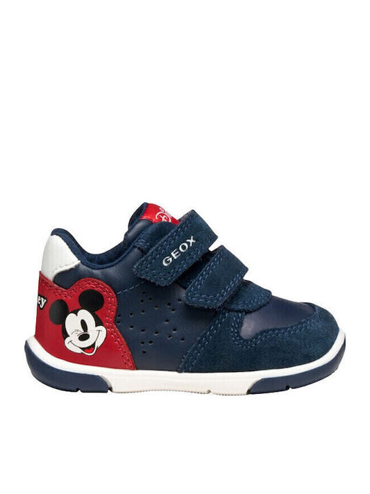 Geox Zapito Kids' High-Top Anatomical Navy Blue Sneakers with Velcro Straps