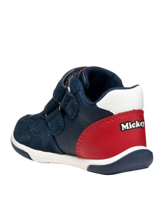 Geox Zapito Kids' High-Top Anatomical Navy Blue Sneakers with Velcro Straps