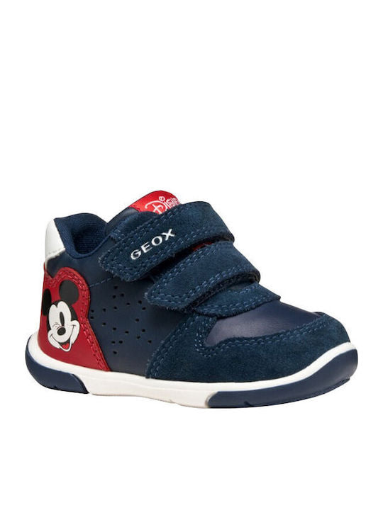 Geox Zapito Kids' High-Top Anatomical Navy Blue Sneakers with Velcro Straps