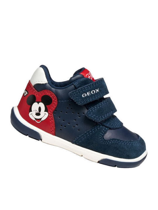 Geox Zapito Kids' High-Top Anatomical Navy Blue Sneakers with Velcro Straps