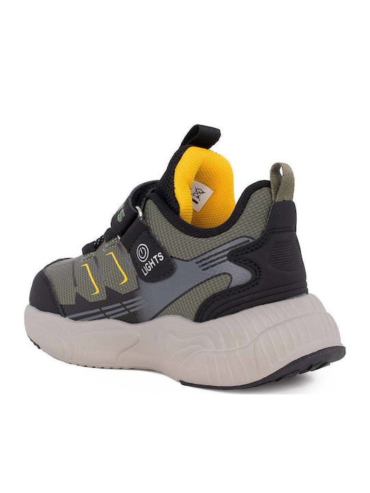 Bull Boys Spinosauro Kids Black Anatomic Sneakers with Lights DNAL5100-NEVE